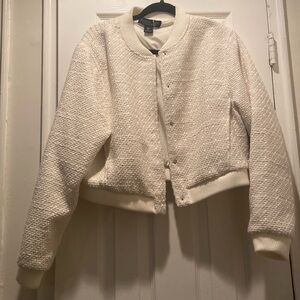 Off white twill bomber jacket